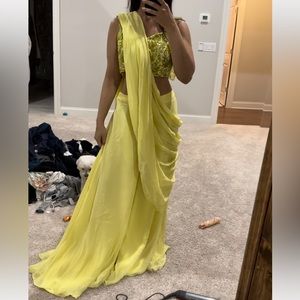 Palazzo pant saree with attached palu and heavy blouse Indian party wear